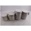 Image 3 : Set of 4 Stoneware Dry Goods Sealable Canisters