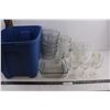 Image 1 : Kitchen Lot (Microwavable Glass Dishes, Anchor Casserole Dishes, Pitcher with Glasses, Misc.), Plast