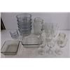 Image 2 : Kitchen Lot (Microwavable Glass Dishes, Anchor Casserole Dishes, Pitcher with Glasses, Misc.), Plast