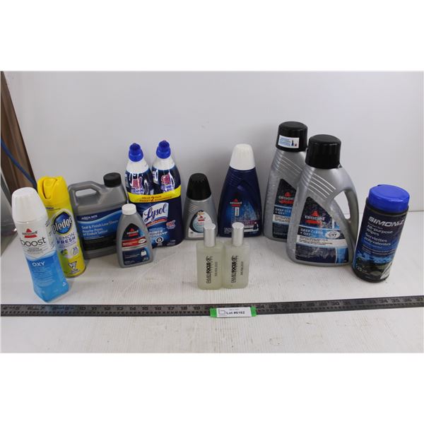 Household Chemicals Lot (Partials of Carpet Cleaner, Air Freshener, Sealer, Toilet Bowl Cleaner, Aut