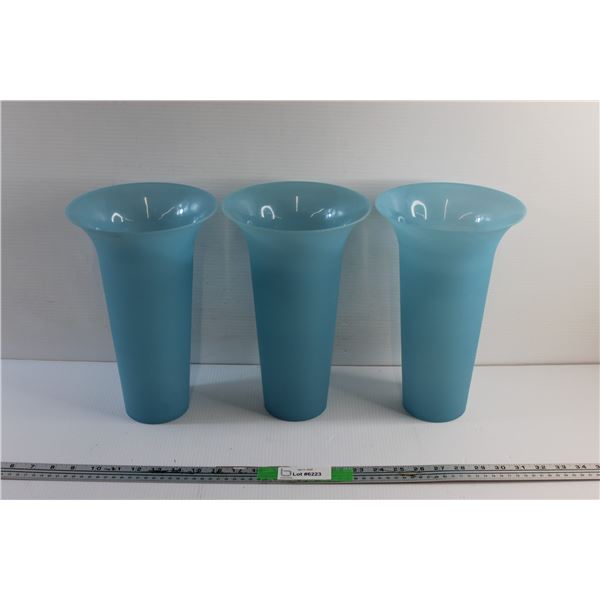 (3) Plastic Flower Vases 12'' x 7 1/2'' - Some Damage