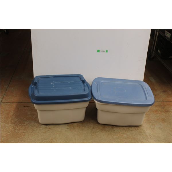 *(2) Plastic Totes with Lids - 24'' x 18'' x 12'' - Cannot Be Shipped