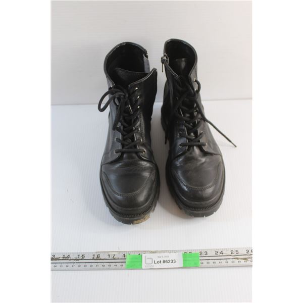 Faux Leather Ankle Boots - Size 9