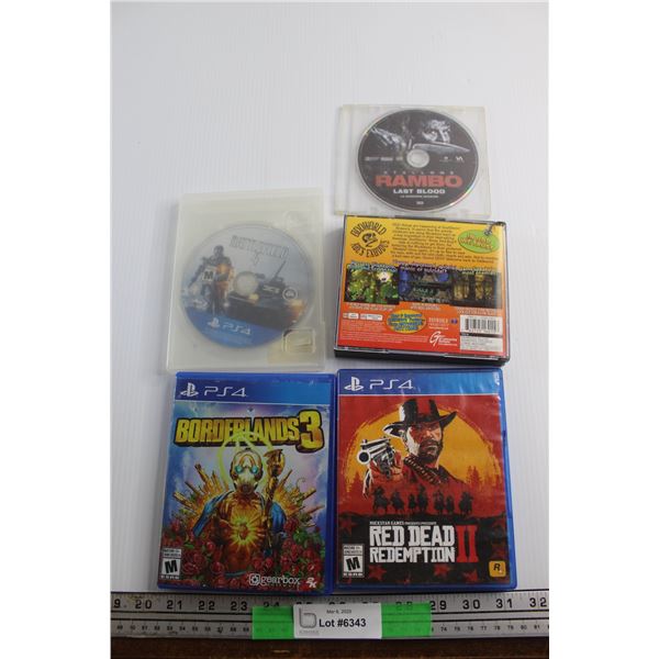 Sony Playstation 1 & 4 (PS1 & PS4) Games - Borderlands 3, Red Dead Redemption II & Oddworld and Ramb