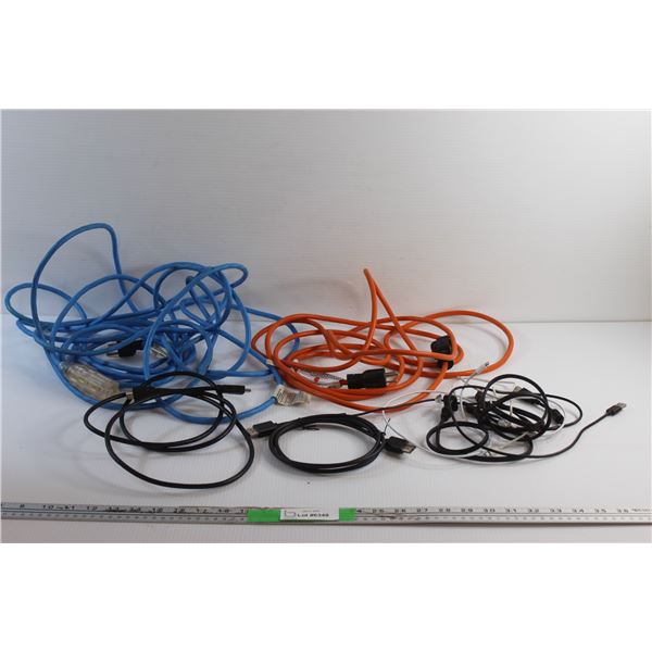 Extension Cords, HDMI Cables and Assorted Charging Cables - As Is