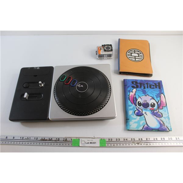 Microsoft Xbox DJ Hero Turntable, Explore One Wi Fi HD Action Camera - As Is and (2) Book Covers