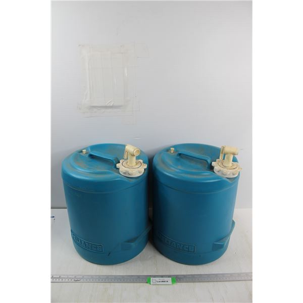 (2) Plastic Reliance 5 Gallon Water Jugs