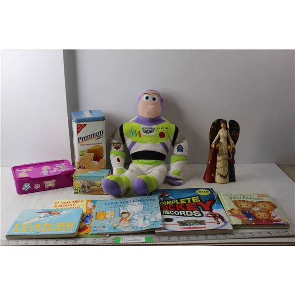 Buzz Lightyear Stuffie 21.5" Tall, Mother Angel Figurine, (5) Kids' Books, Misc.