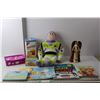 Image 1 : Buzz Lightyear Stuffie 21.5" Tall, Mother Angel Figurine, (5) Kids' Books, Misc.