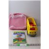 Image 1 : Fisher Price Interactive School Bus, Plastic Briefcase, Word Search Book