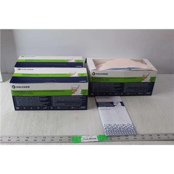 (3) Boxes of Halyard Fluidshield Respirator Masks