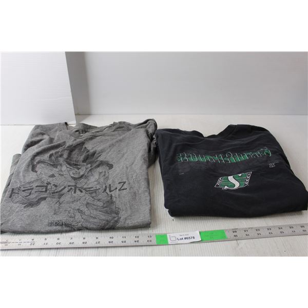(2) T Shirts- Sask. Roughriders & Dragonball Z-XL