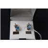 Image 2 : ^14K Gold Plated Blue Topaz Ring-8 & Earrings Cannot Authenticate
