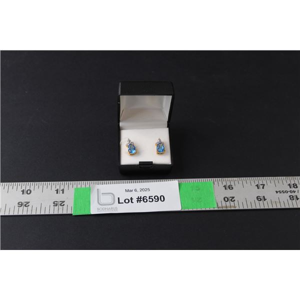 ^14K Gold Plated Blue Topaz Earrings Cannot Authenticate