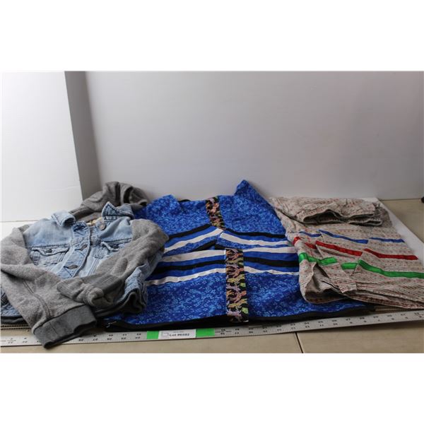 Kids' Jean Jacket-M, Ribbon Skirt- Approx. L, Kimono Dress 40" Long Approx. L