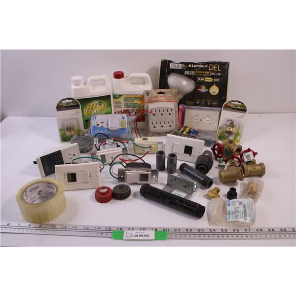 Krud Cutter, Paint and Varnish Stripper, 65W Flood Light Bulb, numerous electrical outlets and Water