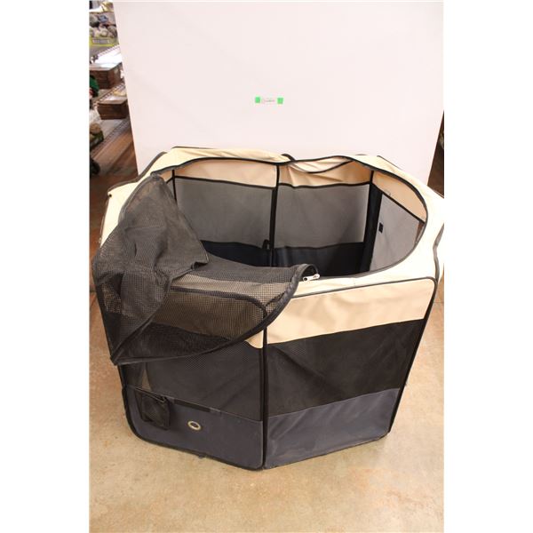 Portable Soft Pet Play Yard 36x36x28 roughly and metal cage sides