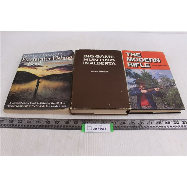 (3) Books (Freshwater Fishing, Big Game Hunting in Alberta, Modern Rifle)