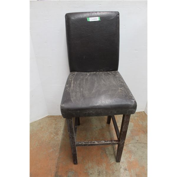 * Faux Leather Wood Framed Bar Stool - 45" Back & 29" Seat