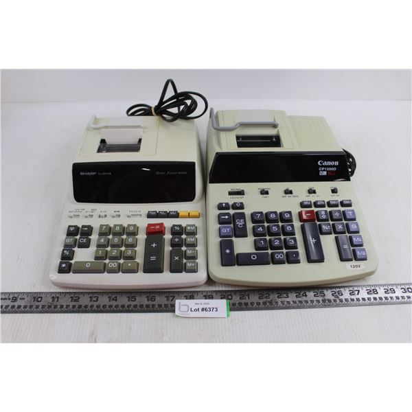 (2) Office Calculators (Sharp EL2607R3 & Canon CP1200D) - Tested