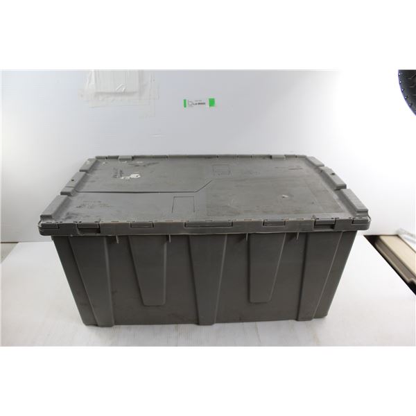 Plastic Tote with Interlocking Lid- 17'' x 27'' x 12''