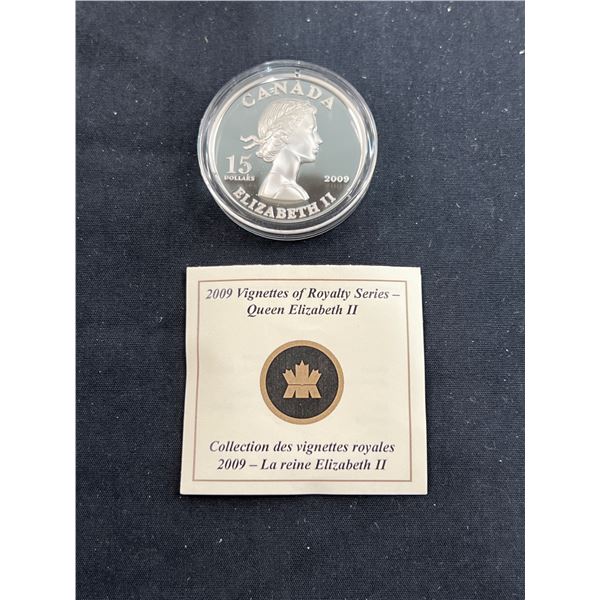 Royal Canadian Mint 2009 Vignettes Of Royalty Series- Queen Elizabeth II $15 Coin (92.5% Silver)