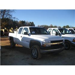 2001 CHEVROLET 2500 HEAVY DUTY S/A 4X4 PICKUP S/N 1Z304408