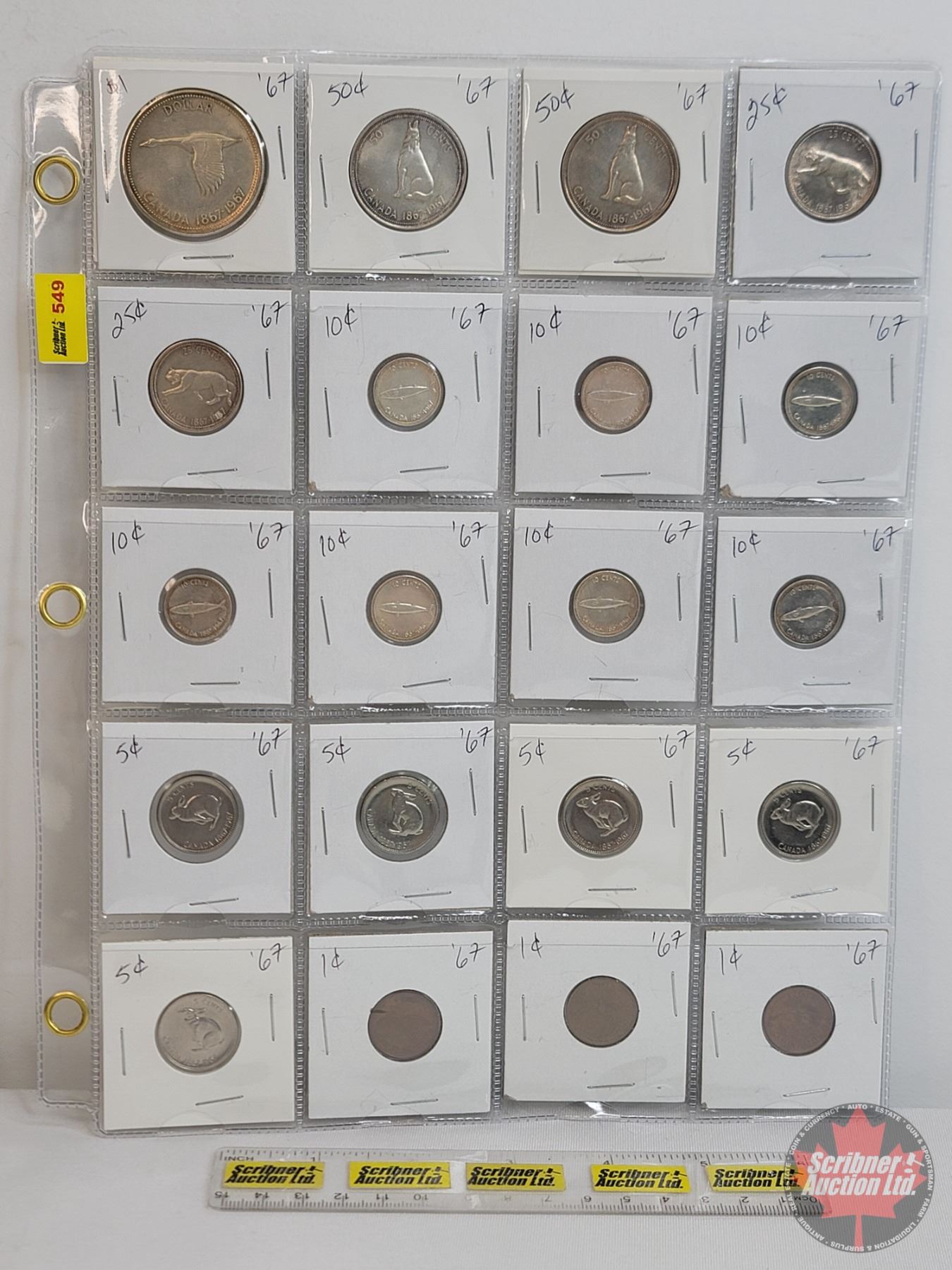 Canadian Coin Collection Sheets Canada Centennial Coin Collection (Sheet of 20) : - (1) Dollar - (2 ...