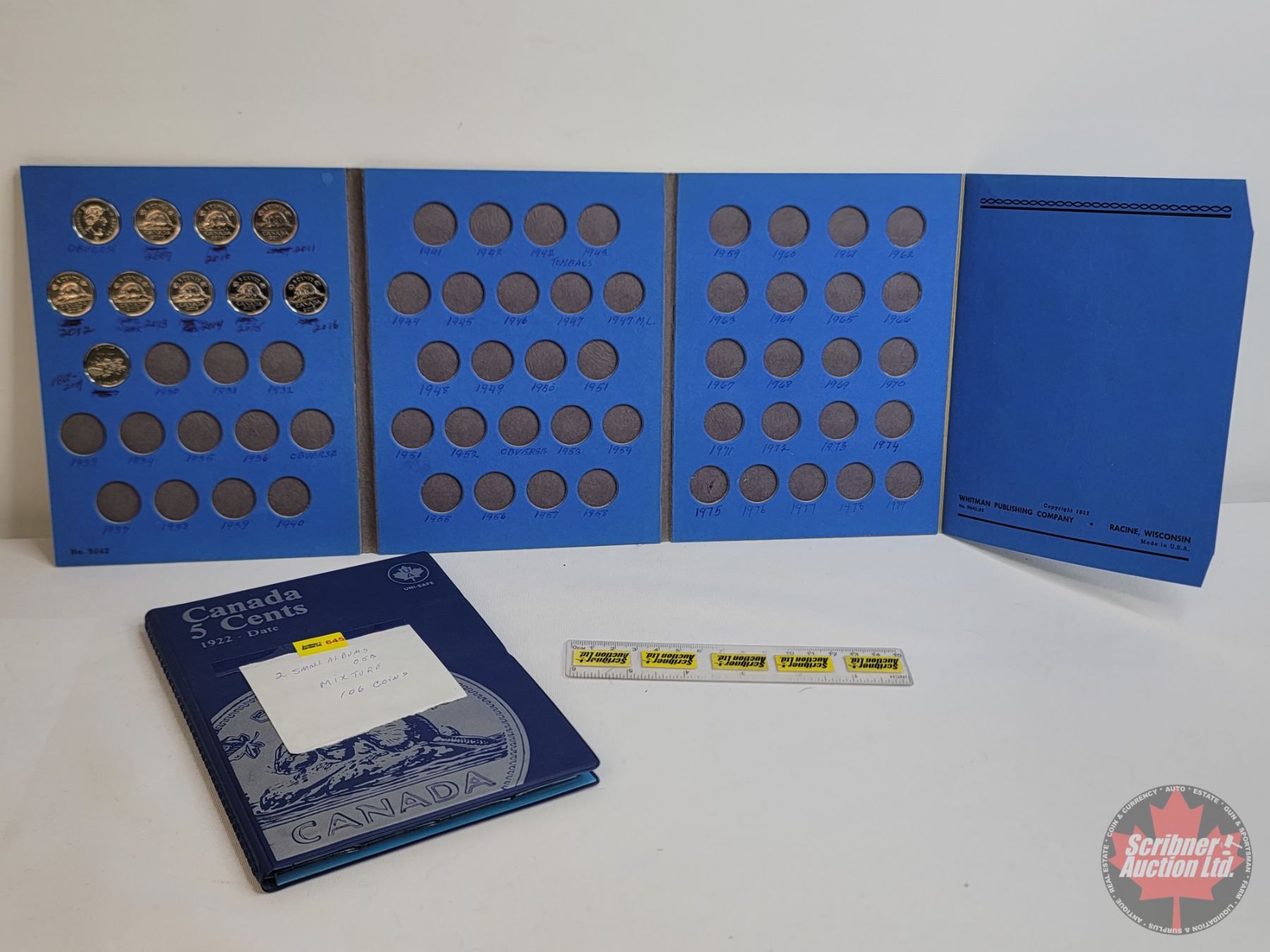 Canadian Coin Collection Sheets Canada Five Cent Collection in (2) Portfolio Collector Books (100 ...