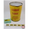 Image 1 : LUBIE LUBE : One Litre Motor Oil Can (6"H x 4"Dia) (SEE PICS!) (Listing & Descriptions are a GUIDE O