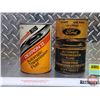 Image 2 : FORD Combo (2): - One Imperial Quart ATF Can (Cardboard) (6-1/2"H x 4"Dia) - One Litre DEXRON II Can