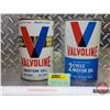 Image 2 : VALVOLINE Combo (2): - One Imperial Quart Motor Oil Can (6-1/2"H x 4"Dia) - One Imperial Quart 2-Cyc