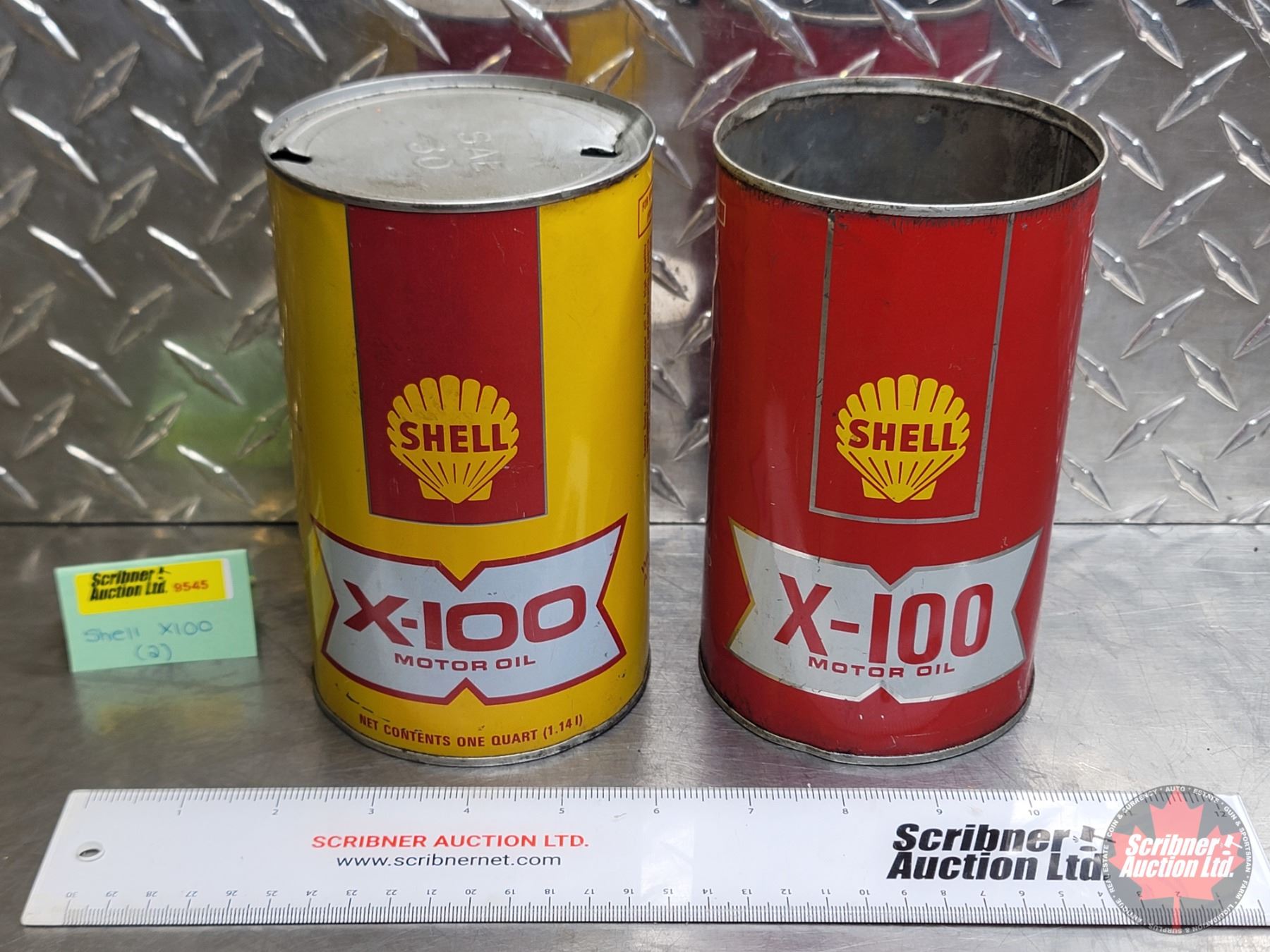 Shell Engine Oil Red SHELL Combo (2): - One Litre : X-100 Motor Oil Can (Red) (6-1/2