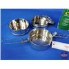 Image 2 : Aluminum Cook Set & Stackable Stainless Steel Pots (Never Used) (Compact for Hiking)  (SEE PICS!)