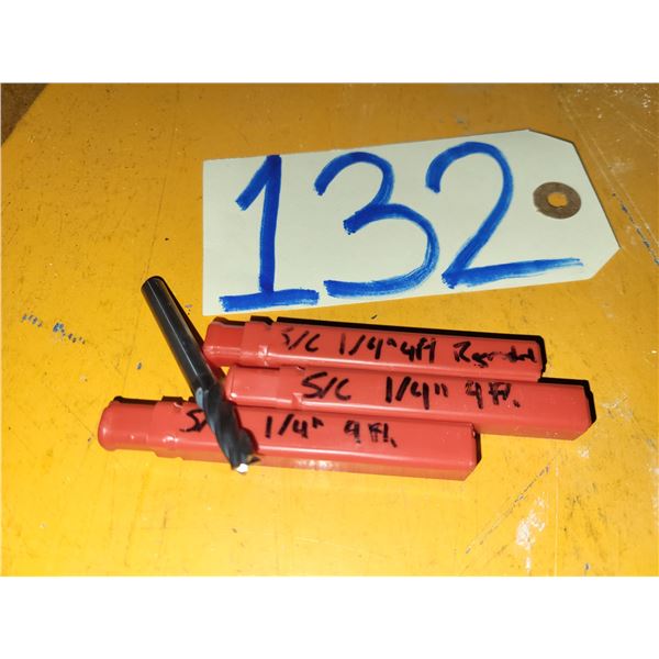 Lot(3) of Solid Carbide End Mill 1/4" 4fl. Regrinded Tip