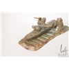 Image 8 : Inuit soapstone carving of a hunter in a kayak with a breeching beluga whale and seal. Includes a Th