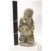 Image 2 : Adamie Sharky, Inuit carved soapstone "Fisherman" with original Eskimo Art hang tag, Iqaluit, 1990, 