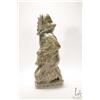 Image 3 : Adamie Sharky, Inuit carved soapstone "Fisherman" with original Eskimo Art hang tag, Iqaluit, 1990, 