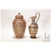 Image 1 : Two pieces of antique Doulton Silicon Lambeth including lidded ginger jar 10" in height, and a 10" e