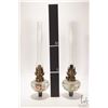 Image 2 : Pair of antique handpainted piano oil lamps made to fit in candleholders