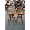 Image 1 : Two wooden swivel bar stool, each 30" in height