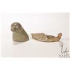 Image 1 : Two carved soapstone including bobbing seal 3" signed Davidee-Itulu, Lake Harbour N.W.T. 1976 and lo