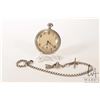 Image 1 : Umarked Swiss made pocket watch in silver/ silver like case, single sunk second sweep and Arabic num