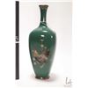 Image 3 : Vintage Japanese Meiji period Cloissone vase with dark green background, silver wire over copper and