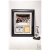 Image 1 : Framed 2011 Boston Bruins Stanley Cup Champions collage including piece of game used net, overall di