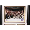 Image 3 : Framed 2011 Boston Bruins Stanley Cup Champions collage including piece of game used net, overall di