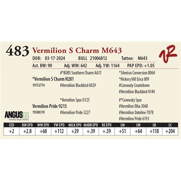 Vermilion S Charm M643