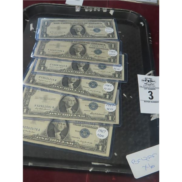6-1957 $1 Bills - 6 X $