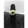 Image 1 : 14K YG Diamond/Emerald Ring w/One Round Cut Emerald and 76 Round Cut Diamonds