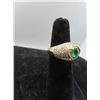 Image 2 : 14K YG Diamond/Emerald Ring w/One Round Cut Emerald and 76 Round Cut Diamonds